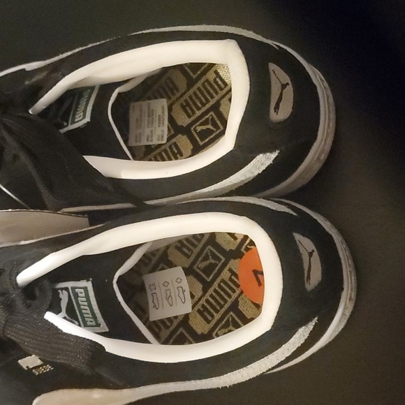 Puma Sneakers Girls Size 7m 7c 7 Black Gray Side Stripe Suede Low Top Pu… - Picture 8 of 15